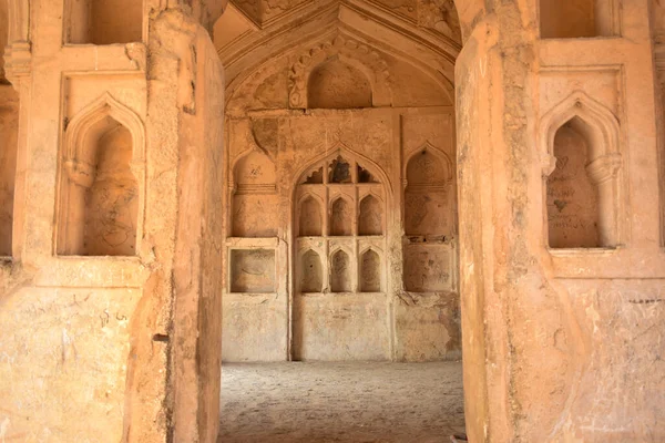 Golconda Fort Diseños Arquitectónicos Pared Ruinas — Foto de Stock