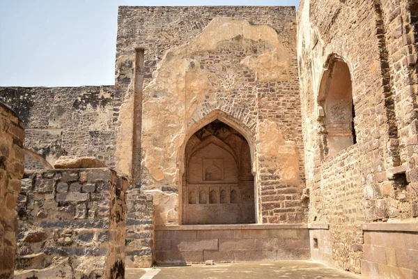 Golconda Fort Diseños Arquitectónicos Pared Ruinas —  Fotos de Stock