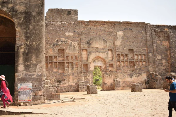 Golconda Fort Old Historical Indiach Obszar Fotografia Zasobów Tła — Zdjęcie stockowe
