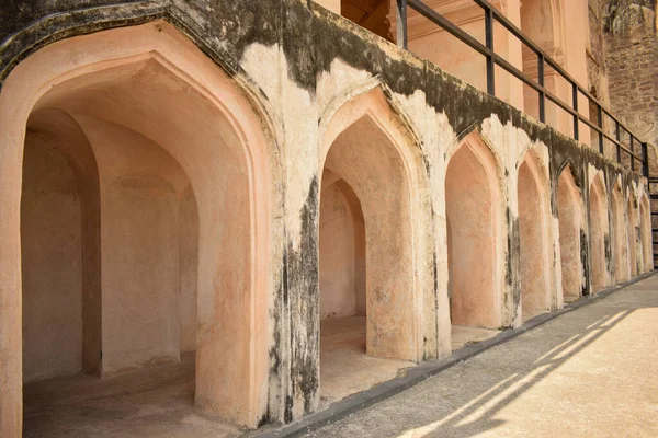 Golconda Fort Arch Vieux Historique Dans Région Inde Photo Fond — Photo