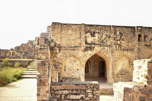 Golconda Fort Area Mura Rovinate India Sfondo Fotografia Scorta — Foto Stock