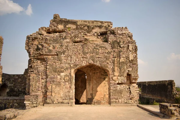 Hindistan 'daki Golconda Fort Area Harabe Yapı Duvarları Arkaplan fotoğrafı