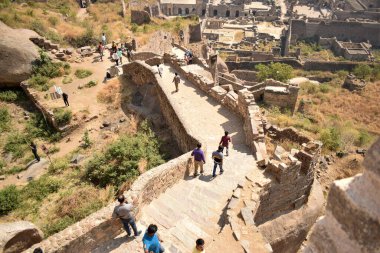 The Stone block Steps Park / Fort stok fotoğraf görüntüsünde yürüyüş yolu