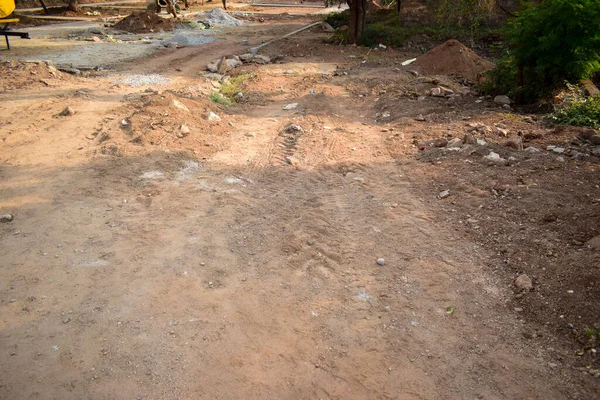 Dirty Dry Road Pathway Autumn Season Background Falling Leaves Dirty — Fotografia de Stock