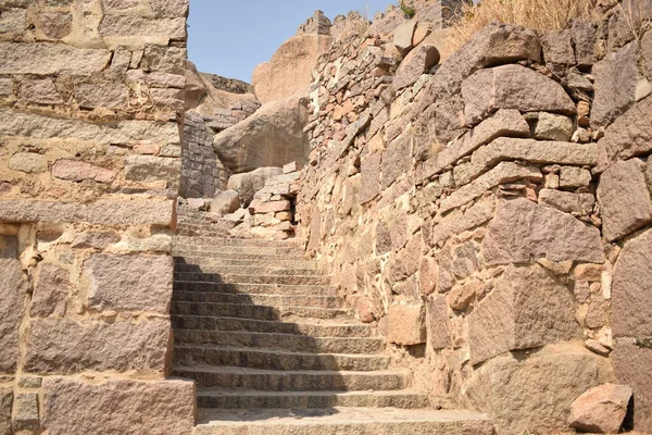 The Stone block Steps walk path in the Fort stock photograph image