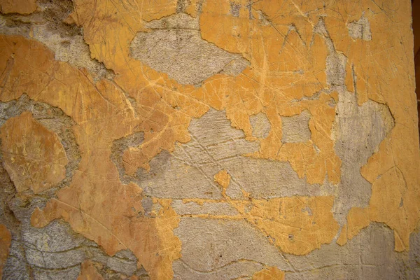 Sert Grunge Vintage Hafif Sarı Çimento Duvarı Uzaklaşıyor — Stok fotoğraf