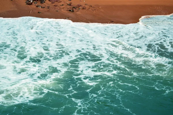 Ocean Sea Waves Sky Mountains Blue Landscape Background — Stock Photo, Image
