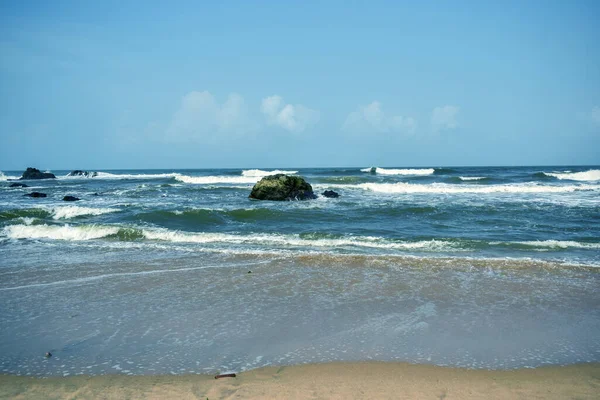 Морські Хвилі Пляж Піщаний Ландшафт Ліцензійні Стокові Фото