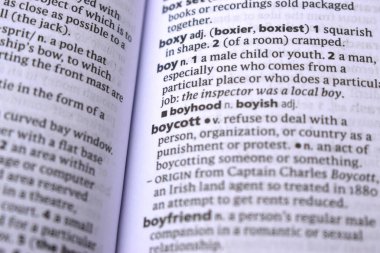 İngilizce Tanımlama Sözlüğü Sayfası Boykotun Yazılı Sözcüğünün Kapanışı