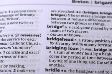 İngilizce Sözlük Sayfasının Sözcükle Kapanışı - Köprü kredisi