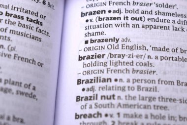 İngilizce Tanımlama Sözlüğü Sayfası - Brazier 'ın Yazılı Sözcüğünün Kapanışı