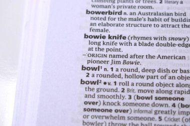 İngilizce Sözlük Sayfasını Kelimeyle Kapat - Bowie bıçağı