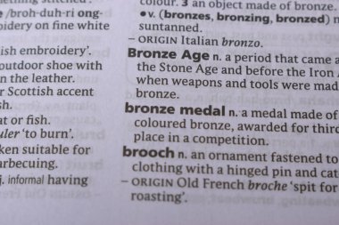 İngilizce Tanımlama Sözlüğü Sayfası Bronz Çağı Yazılı Sözcüğün Kapanışı