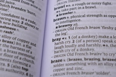 İngilizce Tanımlama Sözlüğü Sayfası - Bray 'in Yazılı Sözcüğünün Kapanışı