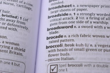 İngilizce Tanımlama Sözlüğü Sayfası Brokar Sözcüğünün Yazılı Sözcüğünün Kapanışı