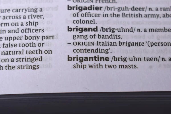 İngilizce Tanımlama Sözlüğü Sayfası - Brigand 'ın Yazılı Sözcüğünün Kapanışı