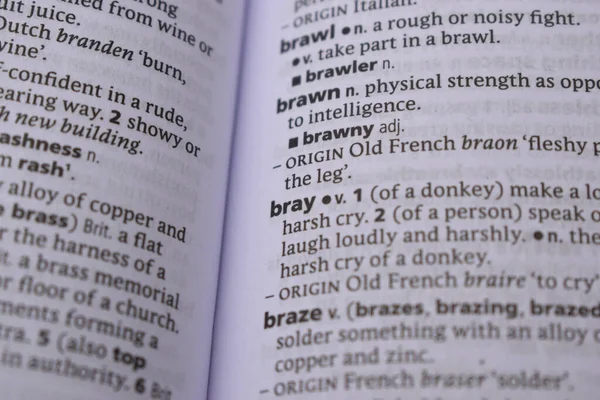 İngilizce Tanımlama Sözlüğü Sayfası - Bray 'in Yazılı Sözcüğünün Kapanışı