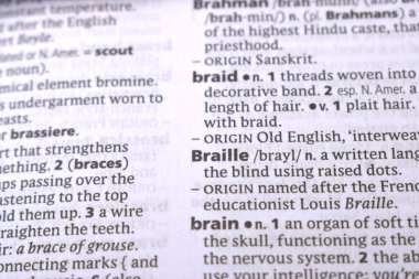 İngilizce Sözlük Sayfasını Kelimeyle Kapat - Körler alfabesi