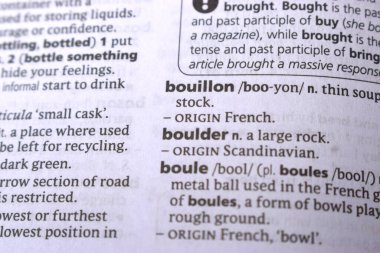 İngilizce Tanımlama Sözlüğü Sayfası - Kayanın Yazılı Sözcüğünün Kapanışı