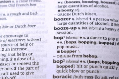 İngilizce Tanımlama Sözlüğü Sayfası - Bop 'un Yazılı Sözcüğünün Kapanışı