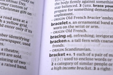 İngilizce Tanımlama Sözlüğü Sayfası Parlak Sözcüğün Yazılmış Sözcüğünün Kapanışı