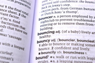 İngilizce Tanımlama Sözlüğü Sayfası Zıplamanın Yazılı Sözcüğünün Kapanışı