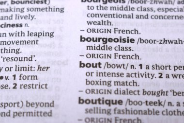 İngilizce Tanımlama Sözlüğü Sayfası Yazılmış Kelimenin Kapanışı - Burjuva