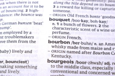 İngilizce Tanımlama Sözlüğü Sayfası - Bourbon 'un Yazılı Sözcüğünün Kapanışı