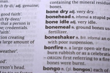 İngilizce Tanımlama Sözlüğü Sayfası - Kalın Kafanın Yazılı Sözcüğünün Kapanışı