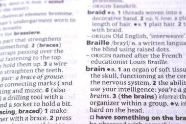İngilizce Tanımlama Sözlüğü Sayfası Beynin Yazılı Sözcüğünün Kapanışı