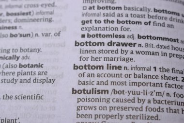 İngilizce Tanımlama Sözlüğü Sayfası - Alt satırın Yazılı Sözcüğünün Kapanışı