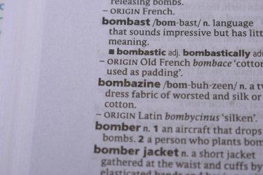 İngilizce Sözlük Sayfasını Kelimeyle Kapat - Bombast