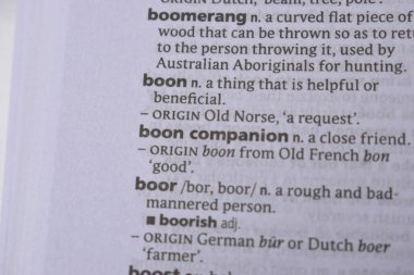 İngilizce Sözlük Sayfasını Kelimeyle Kapat - Boon