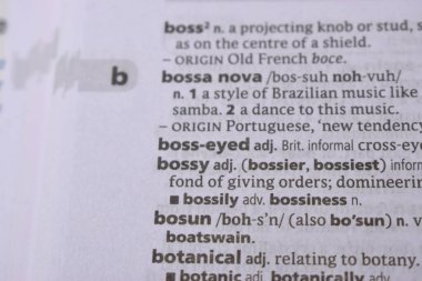 İngilizce Tanımlama Sözlüğü Sayfası Patronluk Sözcüğünün Yazılı Sözcüğünün Kapanışı