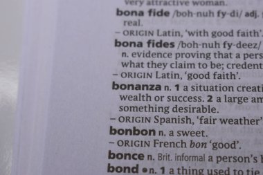 İngilizce Tanımlama Sözlüğü Sayfası - Bonanza 'nın Yazılı Sözcüğünün Kapanışı