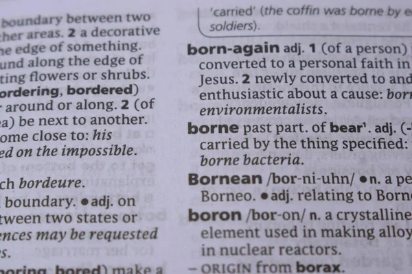 İngilizce Tanımlama Sözlüğü Sayfası - Borne Yazılı Sözcüğünün Kapanışı