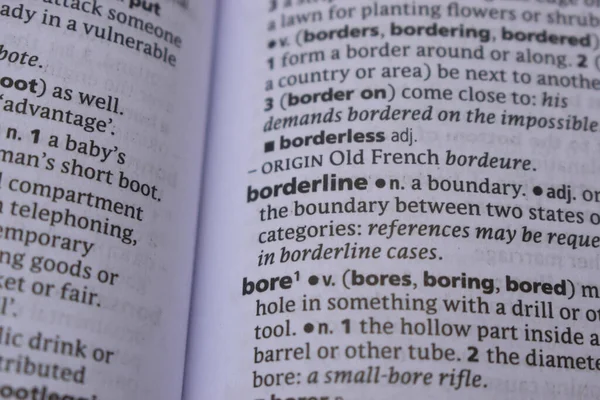 İngilizce Tanımlama Sözlüğü Sayfası - Bore 'un Yazılı Sözcüğünün Kapanışı