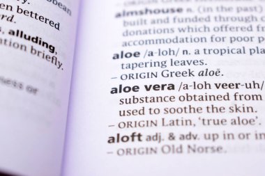 İngilizce Sözlük Sayfasını Kelimeyle Kapat - aloe vera