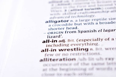 İngilizce Sözlük Sayfası Tüm- in Sözcüğüyle Kapat