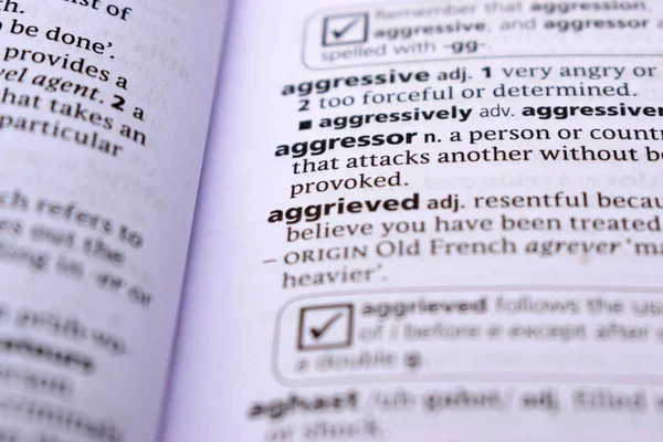 İngilizce Sözlük Sayfasını Sözcükle Kapat - Saldırgan