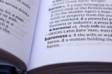 İngilizce Sözlük Sayfası - Barones Sözcüğüyle Kapat