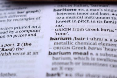 İngilizce Sözlük Sayfası - Baryum Sözcüğüyle Kapat