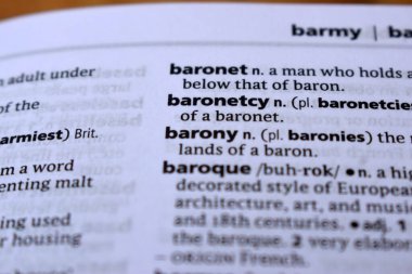 İngilizce Sözlük Sayfası - Baronet Sözcüğüyle Kapat