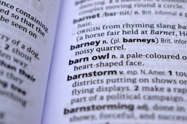 İngilizce Sözlük Sayfası - Ambar Baykuşu Sözüyle Kapat