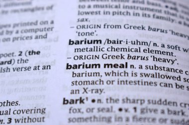 İngilizce Sözlük Sayfası - Baryum Yemeği Sözcüğüyle Kapat