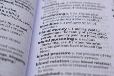 Kelime ile İngilizce Sözlük Sayfasını Kapat - Kan zehirlenmesi