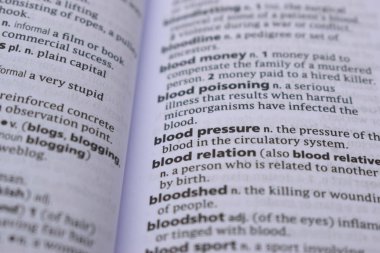 İngilizce Sözlük Sayfası Kan Basıncının Sözcüğüyle Kapat