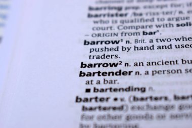 İngilizce Sözlük Sayfasını Kelimeyle Kapat - barrow