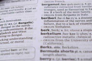 İngilizce Sözlük Sayfasını Kelimeyle Kapat - beriberi