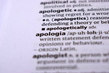 İngilizce Tanımlama Sözlüğü - Özür Sözcüğünün Yazılı Sayfasını Kapat